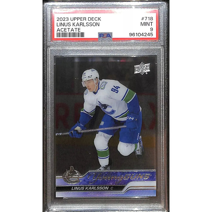 2023 Upper Deck Young Guns Acetate #718 Linus Karlsson PSA 9 MINT