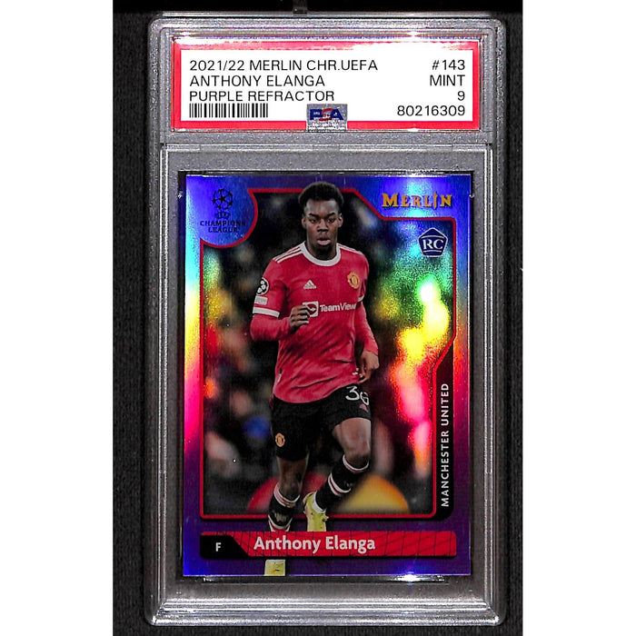 2021-22 Merlin Chrome UEFA Purple Refractor #143 Anthony Elanga PSA 9 MINT