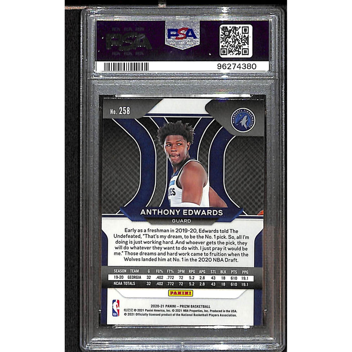 2020-21 Panini Prizm Basketball Base Rookie #258 Anthony Edwards PSA 9 MINT