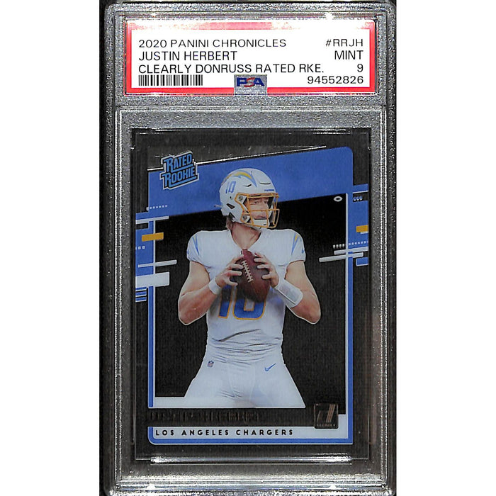 2020 Panini Chronicles Clearly Donruss Rated Rookie #RRJH Justin Herbert PSA 9 MINT