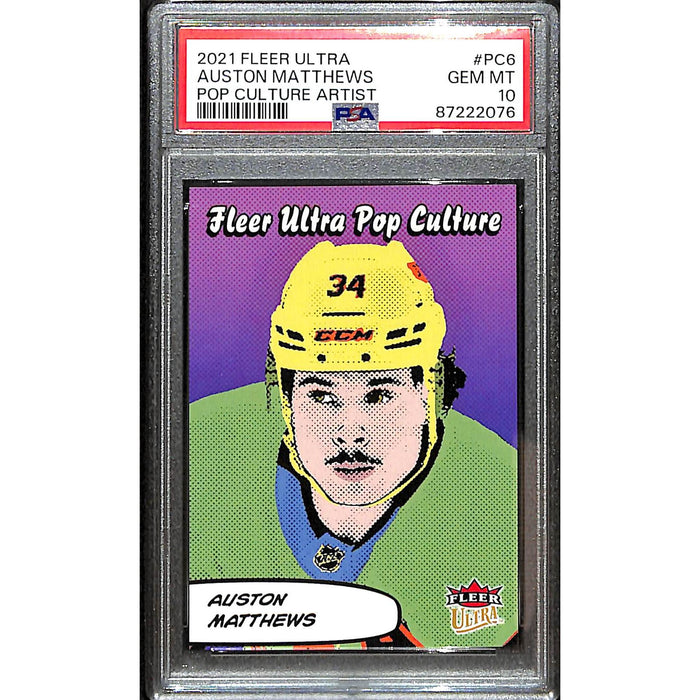 2021 Fleer Ultra Pop Culture Artist #PC6 Auston Matthews PSA 10 GEM MT