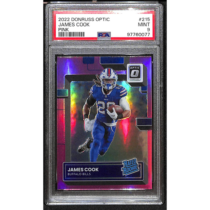 2022 Panini Donruss Optic Football Rated Rookie Pink #215 James Cook PSA 9 Mint