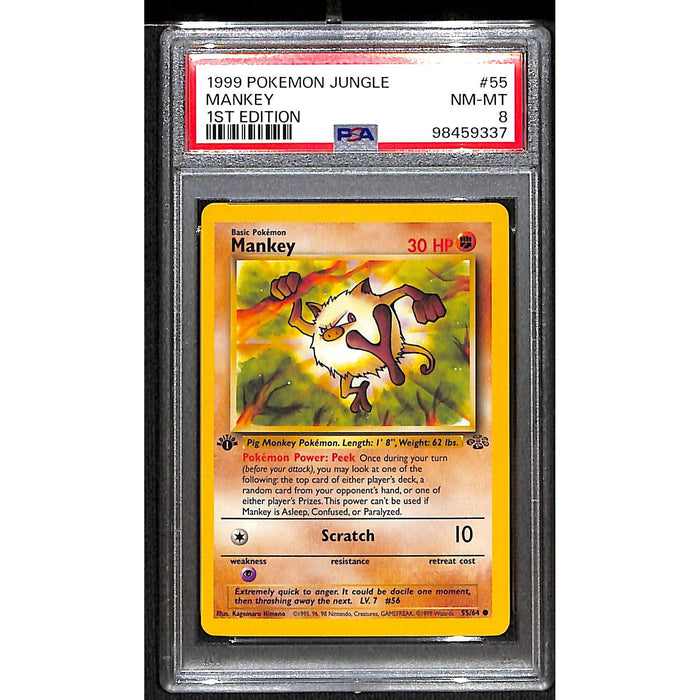 1999 Pokémon Jungle 1st Edition #55 Mankey PSA 8