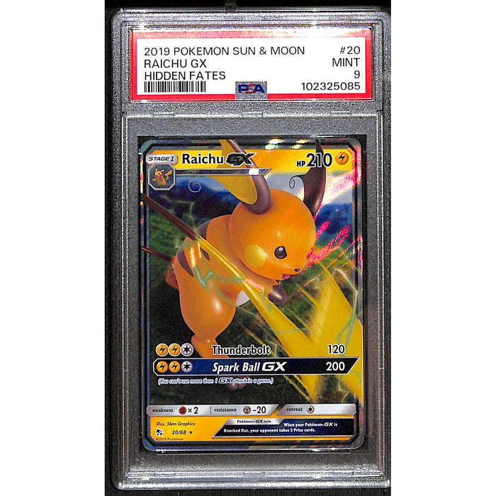 2019 Pokémon Sun & Moon Hidden Fates #20 Raichu GX PSA 9