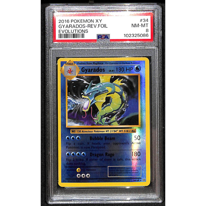 2016 Pokémon XY Reverse Foil Evolutions #34 Gyarados PSA 8