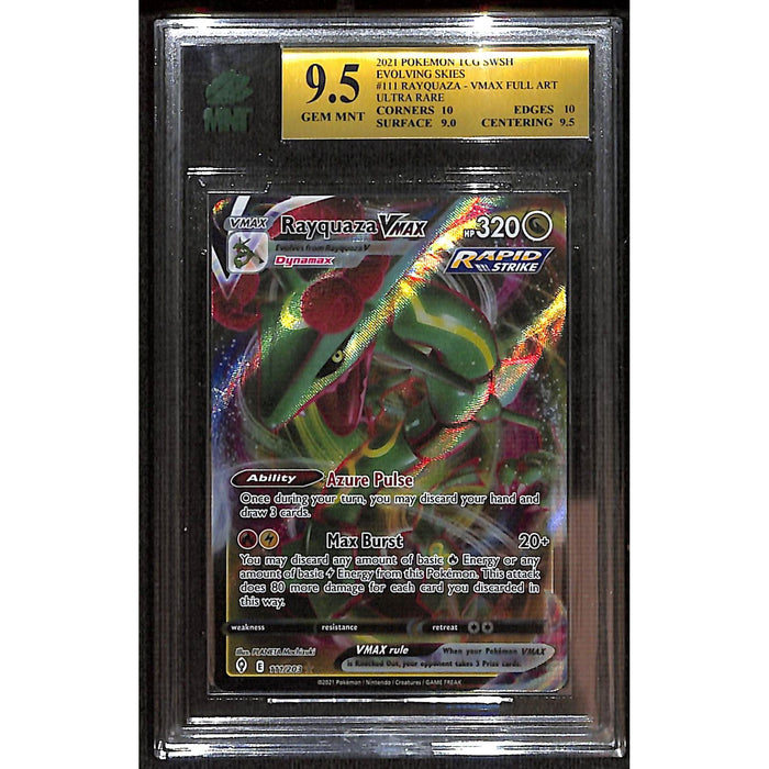 2021 Pokemon SWSH Rayquaza Vmax Full Art Ultra Rare Evolving Skies 9.5 Gem Mint