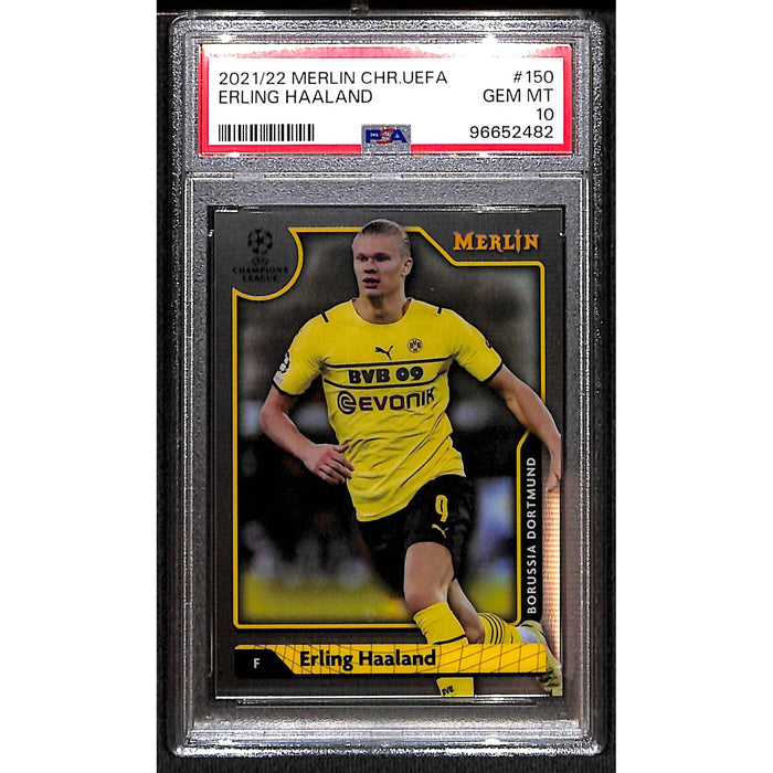 2021-22 Merlin CHR. UEFA #150 Erling Haaland PSA 10 GEM MT