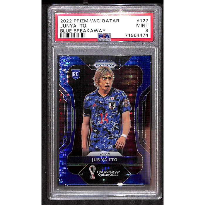 2022 Panini Prizm W/C Qatar Blue Breakaway #127 Junya Ito PSA 9 MINT